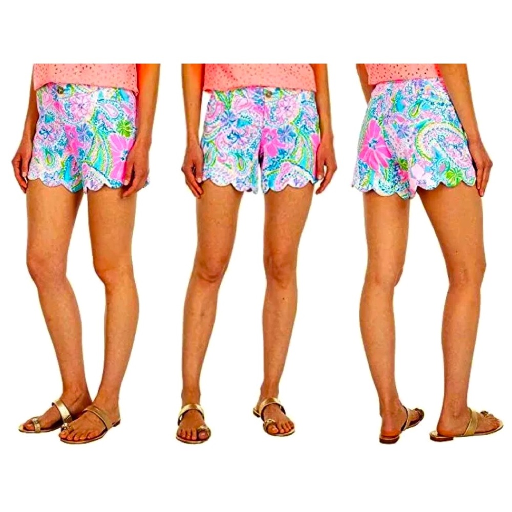 NWT 78.00 LILLY PULITZER KNIT BUTTERCUP SHORTS FLOCK FULL OF FUN PRETTY!!!!